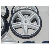Set of 4 - 10" Hard Plastic/Rubber Wheels With Pins - 5/8" Center Hole