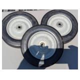 Set of 3 - 8 x 1.75 Hard Rubber with Metal Rim Wheels - 1/2" Center Hole