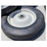 Set of 3 - 8 x 1.75 Hard Rubber with Metal Rim Wheels - 1/2" Center Hole