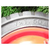 Pair of 2 - 7x1.5 Rubber/Metal Wheel - Red - 1/2" Center Hole