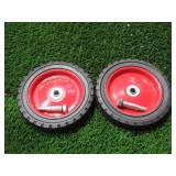 Pair of 2 - 7x1.5 Rubber/Metal Wheel - Red - 1/2" Center Hole
