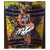 NAZ REID 2019/20 PANINI SELECT CONCOURSE ROOKIE CARD GOLD DISCO PRIZM No.39 02/10 ON CARD AUTO BECKETT WITNESS