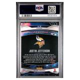 JUSTIN JEFFERSON 2024 FIREWORKS-GREEN PRIZM PSA 10