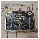 Texaco Gasoline 3D Brass Belt Buckle