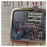 Texaco Gasoline 3D Brass Belt Buckle