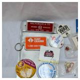 Collection of Pins and Halverson Coop Clipboard