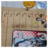 Collection of Pins and Halverson Coop Clipboard