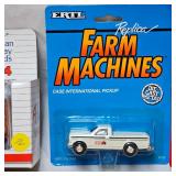 Yellow Transit Die Cast 1:64 scale and Ertl Case Truck