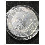 1.75 TROY OZ .9999 FINE SILVER 2019 CANADIAN HAWK IN AIRTITE