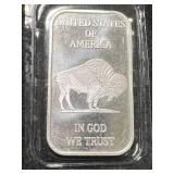 1 TROY OZ .999 FINE SILVER BUFFALO INDIAN BAR