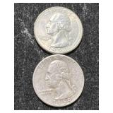 2 US WASHINGTON QUARTERS 1954-S 1959