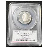 2007-S US PROOF SILVER WYOMING WASHINGTON QUARTER PCGS PR69DCAM