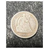 1861 US SEATED LIBERTY HALF DIME
