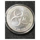 1 TROY OZ .999 FINE SILVER ZOMBUCKS ROUND IN AIRTITE