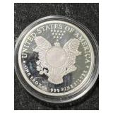 1 TROY OZ .999 FINE SILVER AMERICAN EAGLE DESIGNED ROUND IN AIRTITE