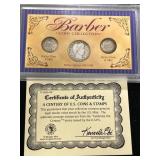US BARBER COIN COLLECTION 3 COIN SET