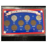 WWII US LINCOLN PENNY SERIES 9 COIN SET