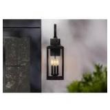 Home Decorators Collection Havenridge 23.2 in. 3-Light Matte Black Hardwired Outdoor Wall Light Lantern Sconce with Clear Glass (1-Pack)  Customer Returns See Pictures