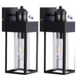 HKMGT 13.2 in. Black Motion Sensing Modern Porch Lights Outdoor Hardwired Wall Lantern Sconce with No Bulbs Included (1-Pack)   Customer Returns See Pictures