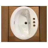 Glacier Bay Aragon 20 in. Drop-In Oval Vitreous China Bathroom Sink in White    Customer Returns See Pictures