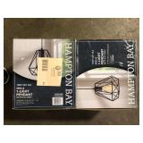 Lot of Hampton Bay Brielle 60-Watt 1-Light Matte Black Shaded Pendant Light with Cage Shade Customer Returns See Pictures
