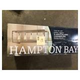 Hampton Bay Boswell Quarter 34 in. 5-Light Brushed Nickel Farmhouse Linear Chandelier with Weathered Wood Accents   Customer Returns See Pictures