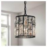 Home Decorators Collection Kristella 1-Light Black Crystal Pendant Light Customer Returns See Pictures