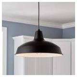 Hampton Bay 1-Light Black Warehouse Pendant Hanging Light with Metal Shade   Customer Returns See Pictures