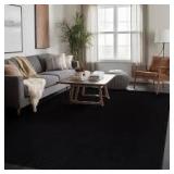 Beverly Rug Oasis Solid Black 4 ft. x 6 ft. Non-Slip Rubber Back Indoor Area Rug   Customer Returns See Pictures