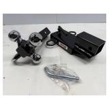 EXTREME MAX CLAMP ON FORKLIFT RECIEVER WITH TRI-BALL HITCH.