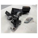 EXTREME MAX CLAMP ON FORKLIFT RECIEVER WITH TRI-BALL HITCH.