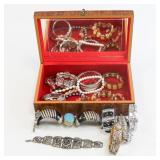 Costume Jewelry Lot w/ Jewelry Box