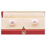 Pink Button Pearl Earrings w/ 18k Posts & Backs