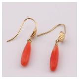 18k Gold Coral Dangle Earrings