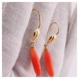 18k Gold Coral Dangle Earrings