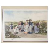 Jennie Brownscombe "Berry Pickers" Vintage Print Singed in Professionally Framed
