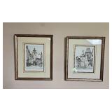 Bavarian Town Etchings singed by Paul Geissler & Paul Sollmann Respectively