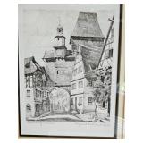 Bavarian Town Etchings singed by Paul Geissler & Paul Sollmann Respectively