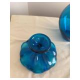 Blue MCM Swung Glass Pitch and Viking Glass Bowl