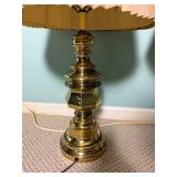 Footed Polished Brass Table Lamp Pair