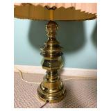 Footed Polished Brass Table Lamp Pair