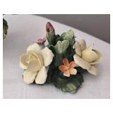 Brilliant Capodimonte Fine Porcelain Flower Basket Pair