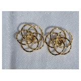 14K Yellow Gold Swirling Stud Earring Jackets, 2 grams