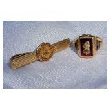 10K Yellow Gold Mason City Class Ring and NW Bell System Tie Clasp, 10 grams