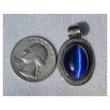 Vibrant Cobalt Blue Caboshon Sterling Silver Pendant