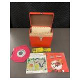 Collection of 45 RPM Records with Storage Box & Sylvania Tubes
