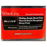 SteelLinx Phillips Bugle Head Fine Thread Black Phosphate Sharp Point Screws #6 x 1-5/8" - 5 lbs