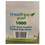 Set of 2 Boxes with 2000 Tree Free 5.75" Black Cocktail Bamboo Paper Straws