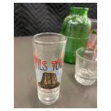 Collection of Assorted Souvenir Shot Glasses and Tall Shooter Glasses