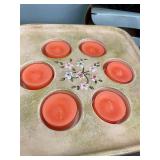 Decorative Ceramic Tealight Holder with 6 Orange Candles